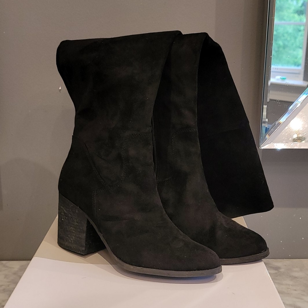 BP Over the knee faux suede black boots